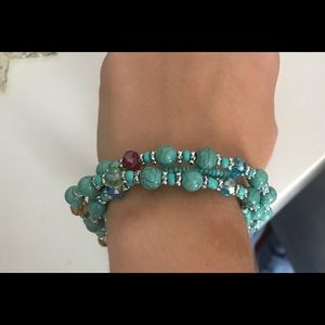 Turquoise beaded wire wrap bracelet